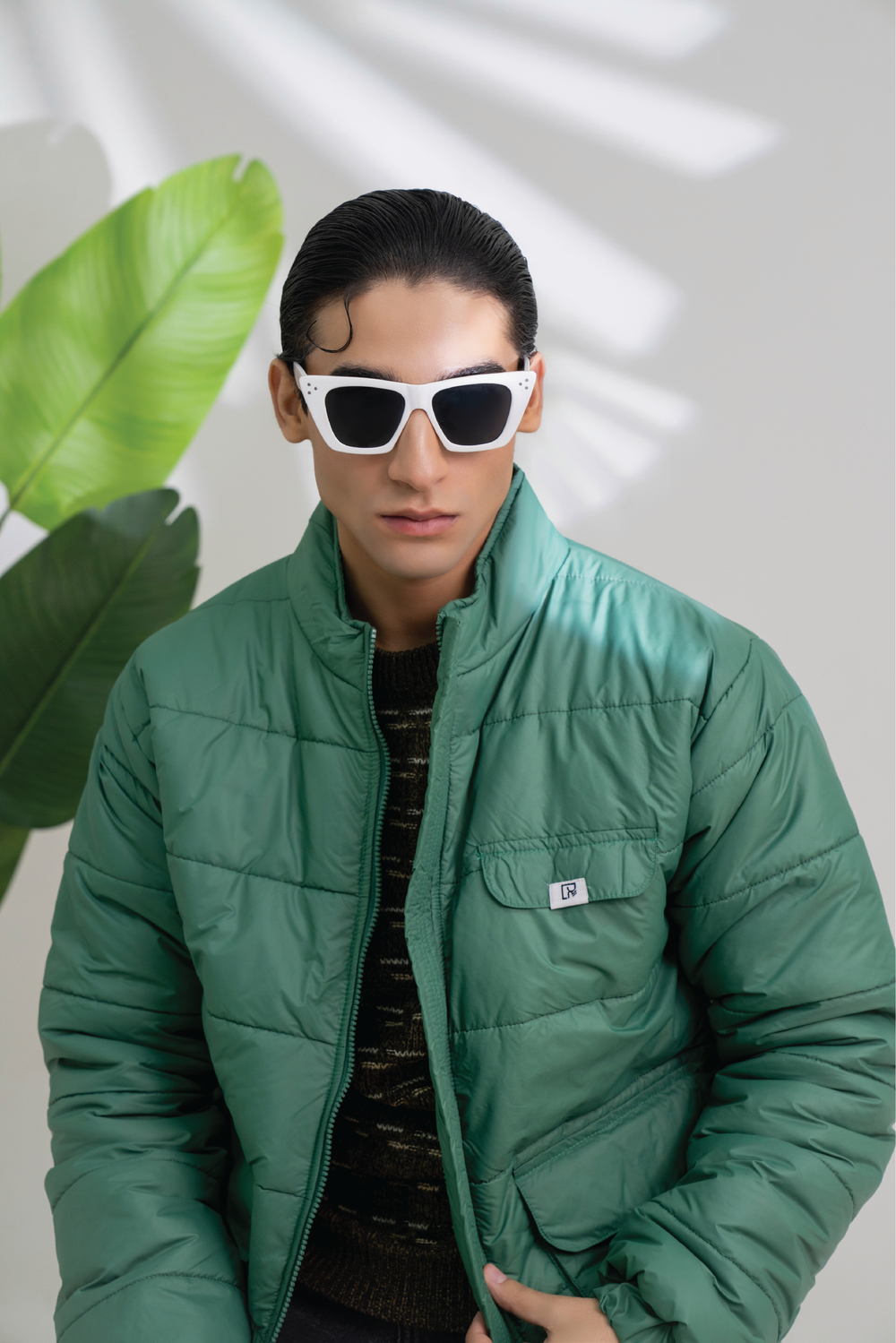 GREEN FULL SLEEVES PUFFER JACKET